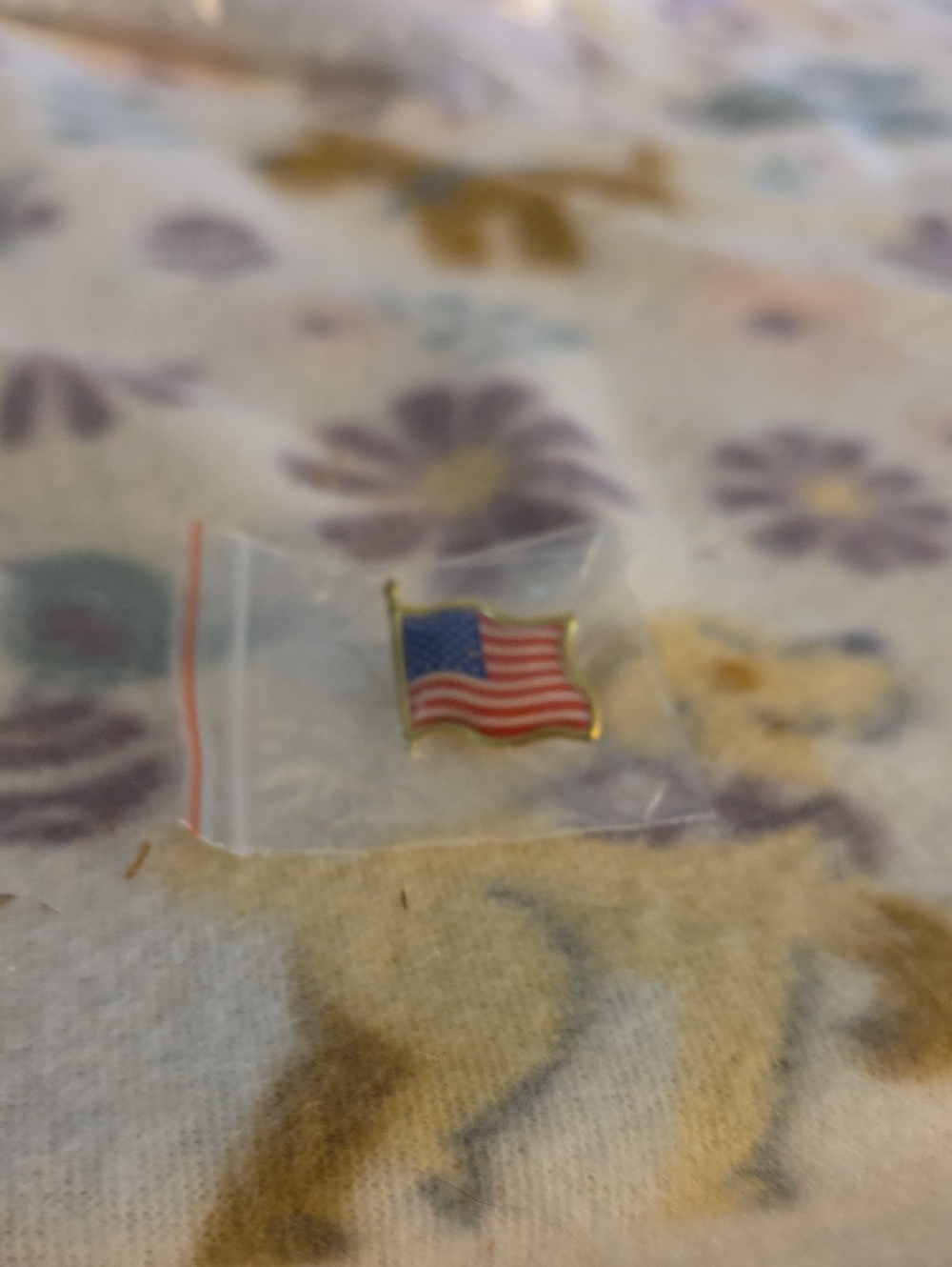 American Flag Enamel Lapel Pin - Gold Trim